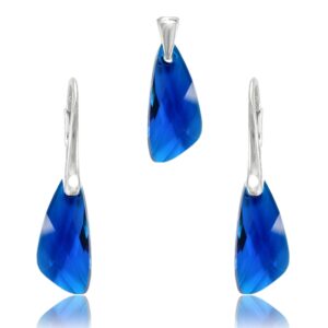 Set šperkov Swarovski elements v tvare krídla modrý Capri Blue 23mm