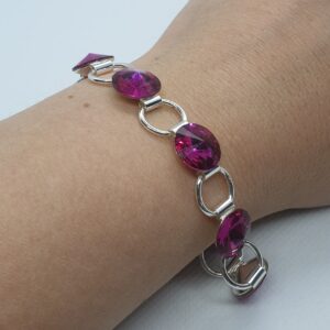 Náramok Swarovski elements 12mm rivoli ružový - fuchsia