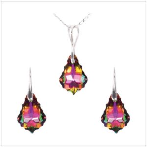 Strieborný set Baroque - Swarovski elements zelené Vitrail Medium 16mm
