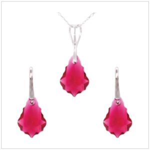 Strieborný set Baroque - Swarovski elements červené Ruby 16mm