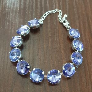 Rhodiovaný náramok Swarovski elements 12mm rivoli fialový TANZANITE