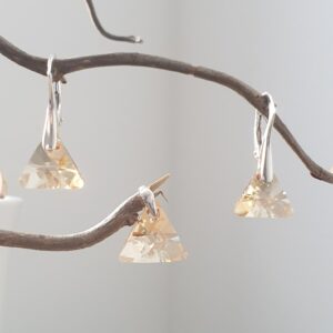 Strieborná súprava Triangle - Swarovski elements zlatá Golden Shadow 12mm