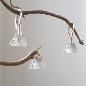 Strieborná súprava Triangle - Swarovski elements číra Crystal 12mm