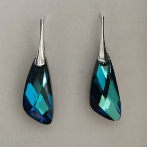 Náušnice  Swarovski elements krídla 23 mm modré Bermuda Blue