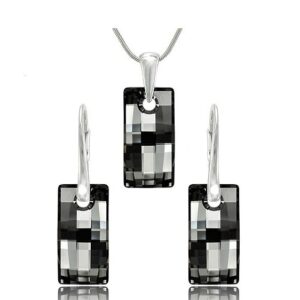 Set Swarovski el. Urban čierny Silver Night 20mm s retiazkou