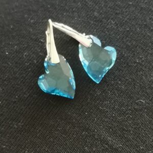 Náušnice Swarovski elements Devoted2U srdce modré Aquamarine 17mm