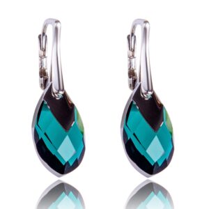 Náušnice Swarovski elements Cap pear 22 mm zelené Emerald