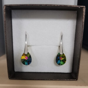 Náušnice  Swarovski elements  mini hruška 10 mm zelené Vitrail Medium