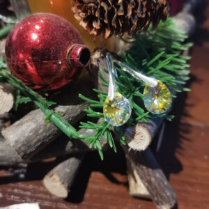 Náušnice Swarovski elements mini hruška 12 mm duhove Crystal AB