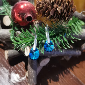 Náušnice Swarovski elements mini hruška 12 mm modre Bermuda blue