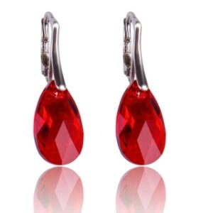 Náušnice Swarovski elements pear cut 16 mm červené Light Siam