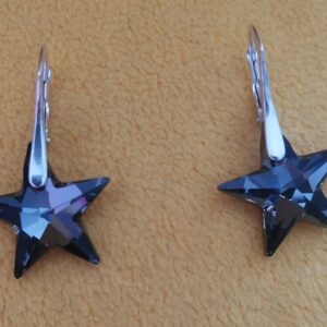 Náušnice Swarovski elements Hviezdy čierne Silver Night 20mm