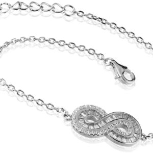Strieborný náramok nekonečno so zirkónmi SB44, AG 925/1000