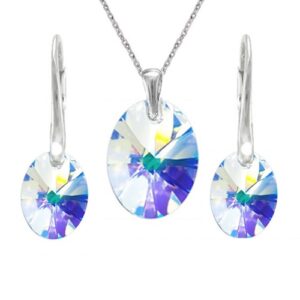 Set  Swarovski elements oval dúhový CRYSTAL AB 12mm