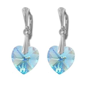 Náušnice  Swarovski elements  srdce 14,4x14 mm modré AQUAMARINE AB