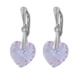 Náušnice  Swarovski elements srdce 14,4x14 mm fialové VIOLET AB