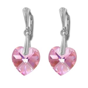 Náušnice  Swarovski elements srdce 14,4x14 mm ružové LIGHT ROSE AB