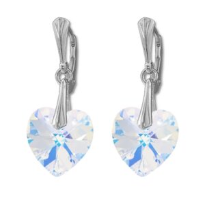 Náušnice  Swarovski elements srdce 14,4x14 mm dúhové CRYSTAL AB