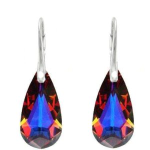 Náušnice  Swarovski elements slzy červenomodré VOLCANO 24mm