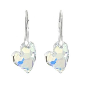 Náušnice swarovski elements devoted srdce – dúhové Crystal AB 17mm