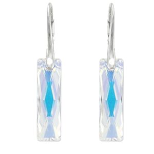 Náušnice elegantné - swarovski elements Queen Baguette dúhové Crystal AB 25mm
