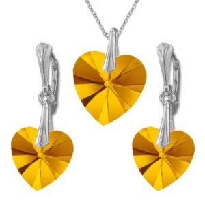 Nádherný set Swarovski elements srdce oranžovoružový ASTRALPINK 14mm