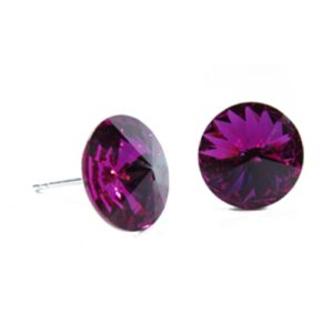 Náušnice Swarovski elements  rivoli 12 mm fialové FUCHSIA – napichovačky