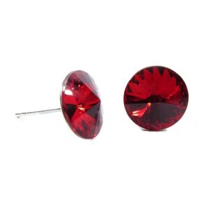 Náušnice Swarovski elements  rivoli 12 mm červené LIGHT SIAM – napichovačky