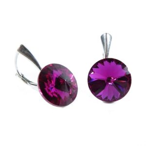Náušnice Swarovski elements Rivoli 12 mm fialové FUCHSIA