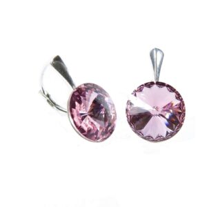 Náušnice Swarovski elements Rivoli 12 mm ružové LIGHT ROSE