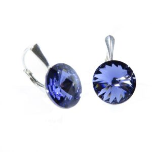 Náušnice Swarovski elements Rivoli 12 mm fialové TANZANITE
