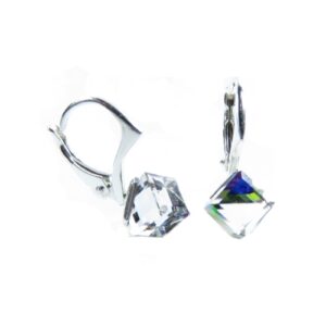 Náušnice Swarovski elements  kocky 6 mm zelené CRYSTAL Vitrail Medium