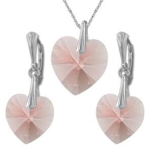 Nádherný set Swarovski elements srdce ružový BLUSH ROSE 14mm