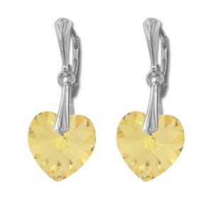 Náušnice Swarovski elements  srdce 14,4x14 mm zlaté GOLDEN SHADOW