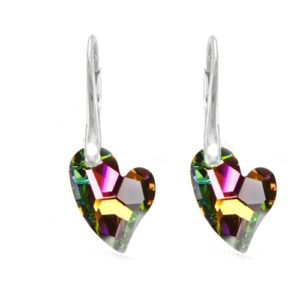 Náušnice Swarovski elements Devoted srdce zelené Crystal Vitrail Medium 17mm