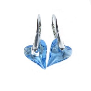 Náušnice srdce Swarovski elements CRAZY modré AQUAMARINE 12mm