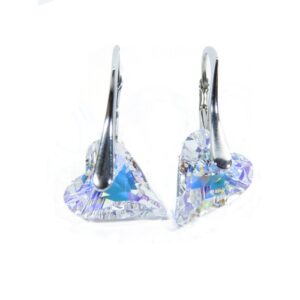 Náušnice srdce Swarovski elements CRAZY dúhové CRYSTAL AB 12mm