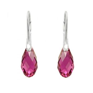 Náušnice Swarovski elements Briolet 13x6,5 fialové FUCHSIA