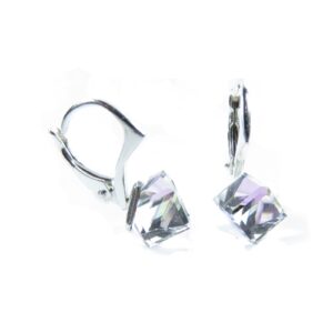Náušnice Swarovski elements kocky 6 mm fialové Vitrail Light