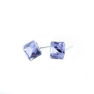 Náušnice Swarovski elements kocky 6 mm fialové VIOLET – napichovačky