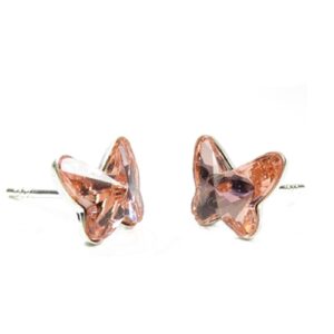 Náušnice Swarovski elements  motýliky 12 mm broskyňové ROSE PEACH – napichovačky