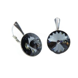 Náušnice  Swarovski elements Rivoli 12 mm čierne SILVERNIGHT