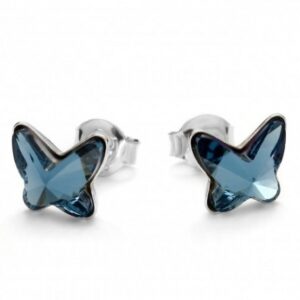Náušnice  Swarovski elements  motýliky 10 mm modré DENIM BLUE