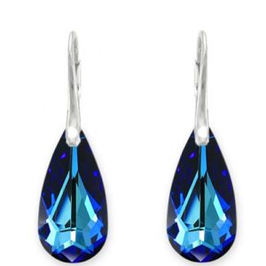 Náušnice  Swarovski elements slzy modré BERMUDE BLUE 24mm