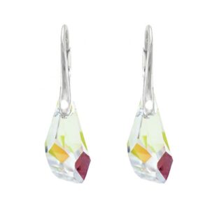 Náušnice  Swarovski elements  polygon dúhové CRYSTAL AB 17MM