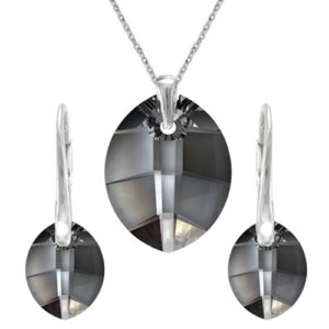 Set Swarovski elements listy čierny SILVER NIGHT 16mm