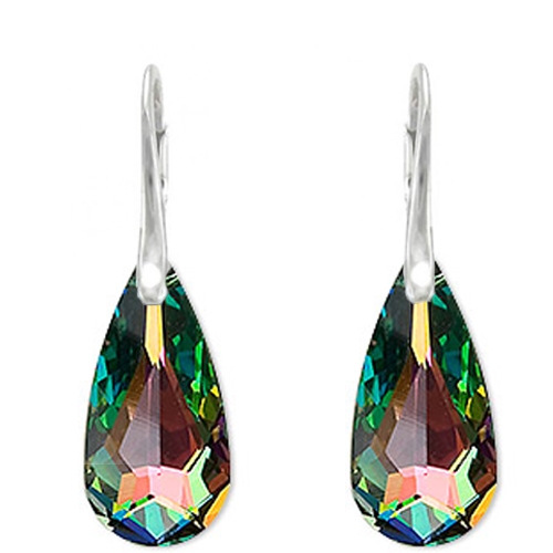 Náušnice Swarovski elements slzy CRYSTAL zelené Vitrail Medium 24mm