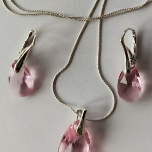 Set  Swarovski elements hruška ružový LIGHT ROSE  16mm